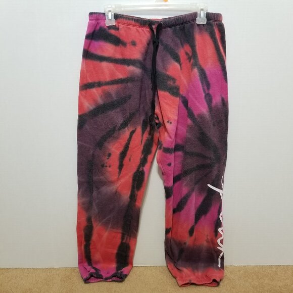 Victoria's Secret PINK sweatpants Large Supernova Tie Dye script logo colorful - Picture 1 of 15